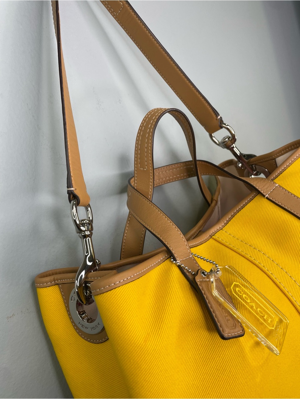 Coach Hadley Twill Large Duffel Tote in Sunflower Yellow - Picture 11 of 14